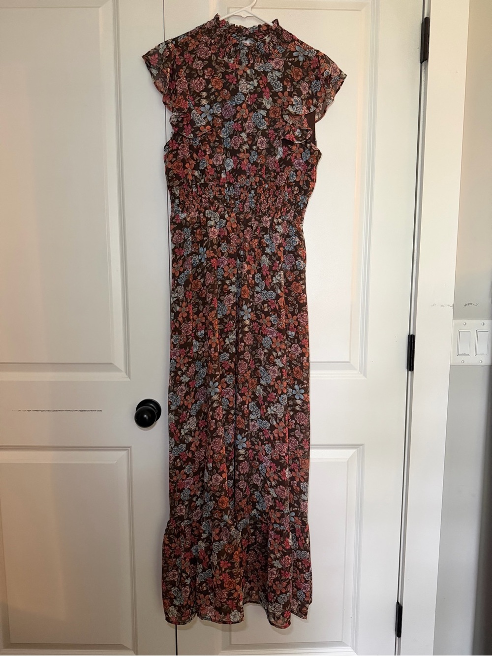 Baltic Born Medium Floral Maxi Dress Boho Smocked Ruffle Cottagecore